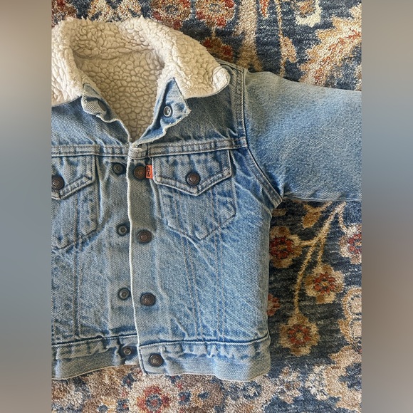 Vintage orange tab Little Levi’s Sherpa lined denim jacket 2T - Picture 2 of 14
